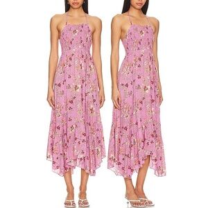 Free People Heat Wave Printed Pink Maxi Floral Dress Size XS
